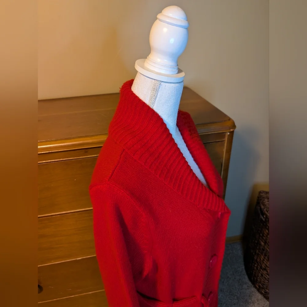 Bisou Bisou Red Belted Holiday Winter Sweater XL - Picture 8 of 13